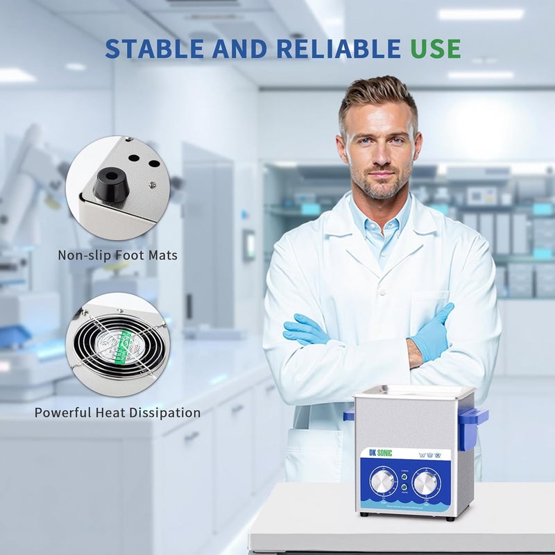 DK SONIC Ultrasonic Cleaner,2L 60W Ultrasonic Jewelry Cleaner with Heater& Mechanical Timer,Sonic Cleaner for Cleaning Jewelry,Eyeglasses,Coins(Include Basket) - Image 2